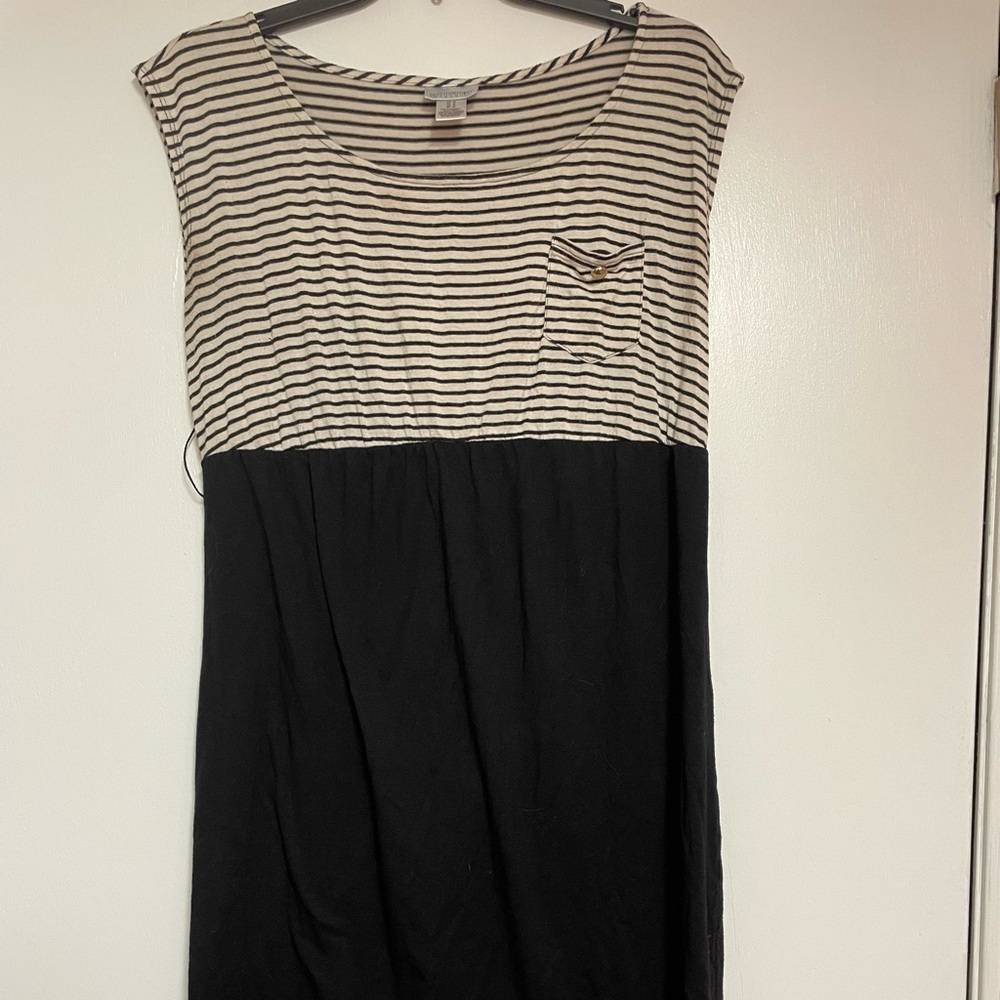 Motherhood Maternity Black and White Striped Dress
